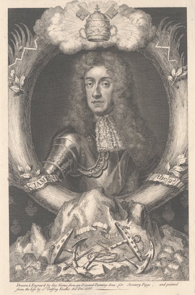 James II, graviert von George Vertue, 1688 von Godfrey Kneller